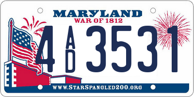 MD license plate 4AD3531