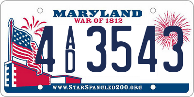 MD license plate 4AD3543