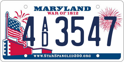 MD license plate 4AD3547