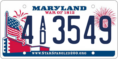 MD license plate 4AD3549