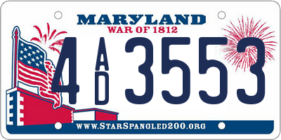 MD license plate 4AD3553