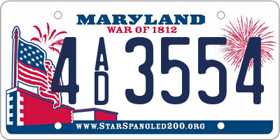 MD license plate 4AD3554