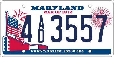 MD license plate 4AD3557