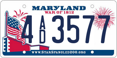 MD license plate 4AD3577