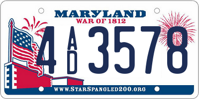 MD license plate 4AD3578