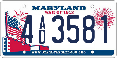 MD license plate 4AD3581