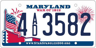 MD license plate 4AD3582