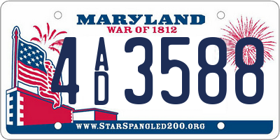 MD license plate 4AD3588