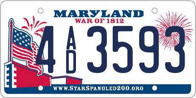 MD license plate 4AD3593
