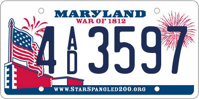 MD license plate 4AD3597
