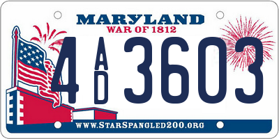 MD license plate 4AD3603