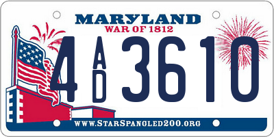 MD license plate 4AD3610
