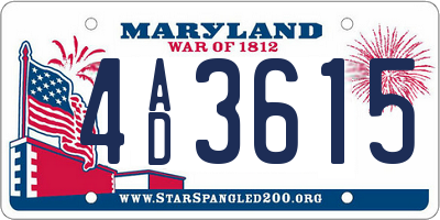 MD license plate 4AD3615