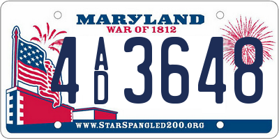 MD license plate 4AD3648