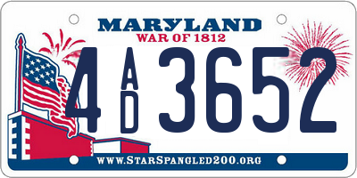 MD license plate 4AD3652
