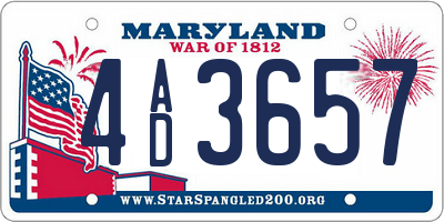 MD license plate 4AD3657