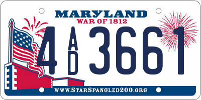 MD license plate 4AD3661