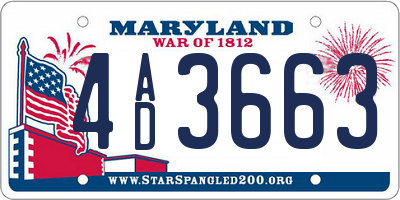 MD license plate 4AD3663