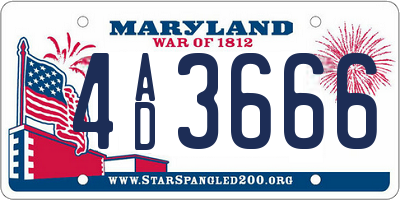 MD license plate 4AD3666