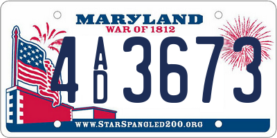 MD license plate 4AD3673