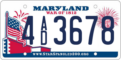 MD license plate 4AD3678