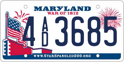 MD license plate 4AD3685