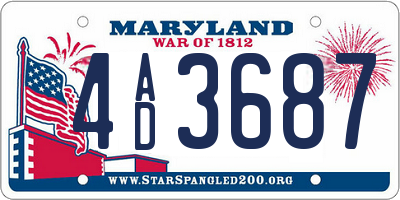 MD license plate 4AD3687