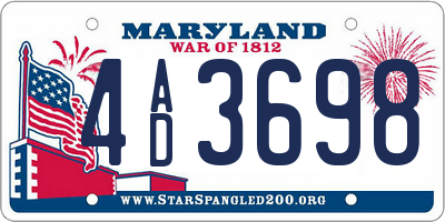 MD license plate 4AD3698
