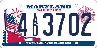 MD license plate 4AD3702