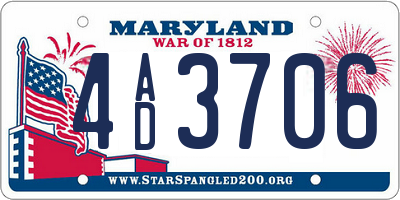MD license plate 4AD3706