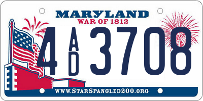 MD license plate 4AD3708