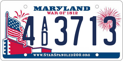 MD license plate 4AD3713