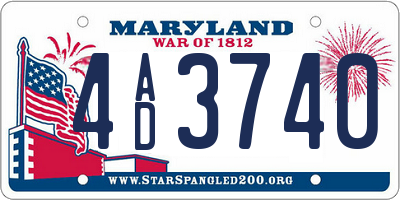 MD license plate 4AD3740