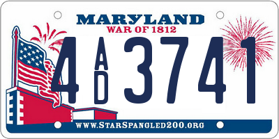 MD license plate 4AD3741
