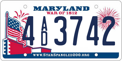 MD license plate 4AD3742