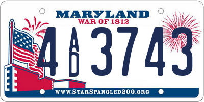 MD license plate 4AD3743