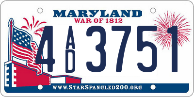 MD license plate 4AD3751