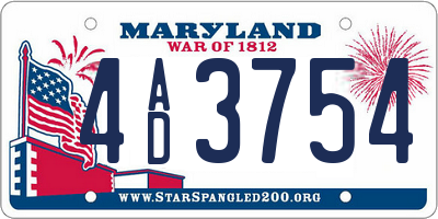 MD license plate 4AD3754