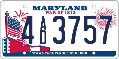 MD license plate 4AD3757