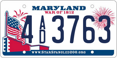 MD license plate 4AD3763