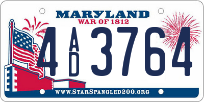MD license plate 4AD3764