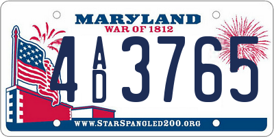 MD license plate 4AD3765