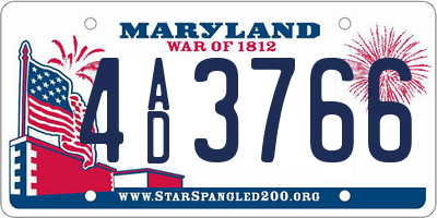 MD license plate 4AD3766