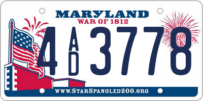 MD license plate 4AD3778