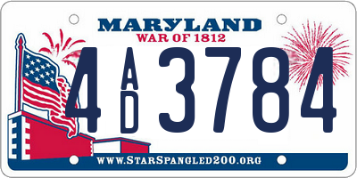 MD license plate 4AD3784
