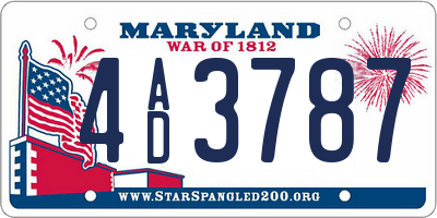 MD license plate 4AD3787