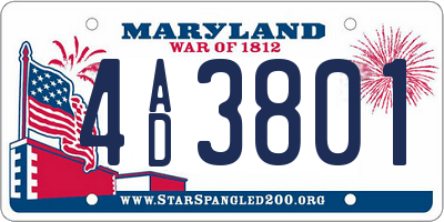 MD license plate 4AD3801