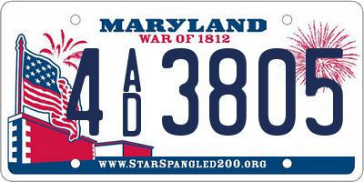 MD license plate 4AD3805