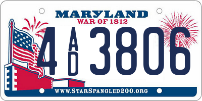 MD license plate 4AD3806