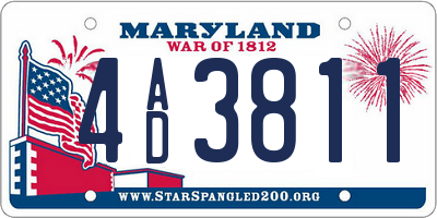 MD license plate 4AD3811
